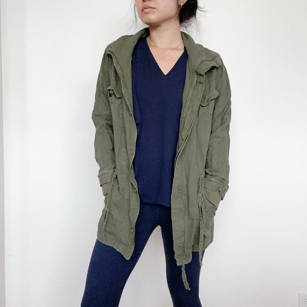 Love Tree Olive Green Lightweight Utility Jacket Shacket